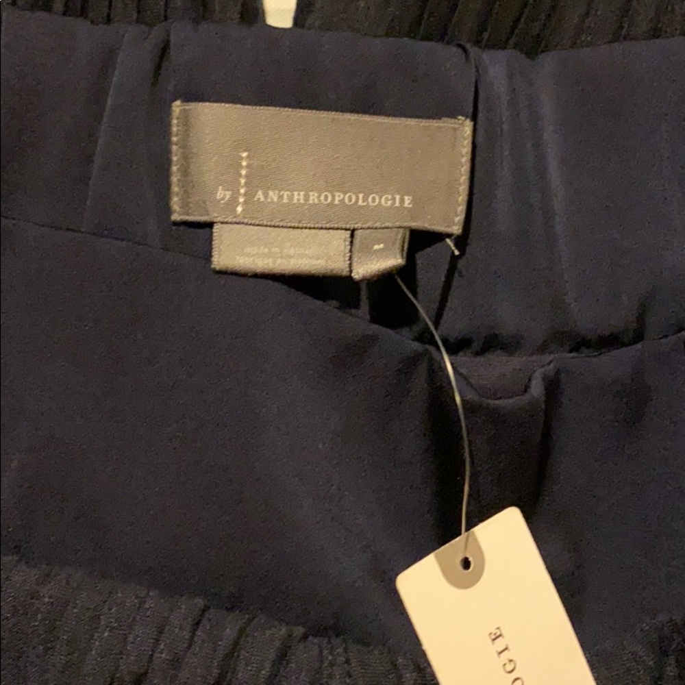 Navy Anthropologie Wide Leg Pants NWT MED satin